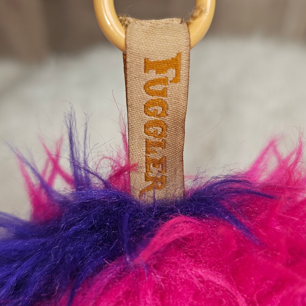 Zuru Fuggler Clip On Plush Monster Pink Orange Shaggy Fur Button Eyes Keychain - Picture 3 of 6